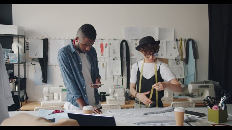 Fashion Designers in a Design Studio