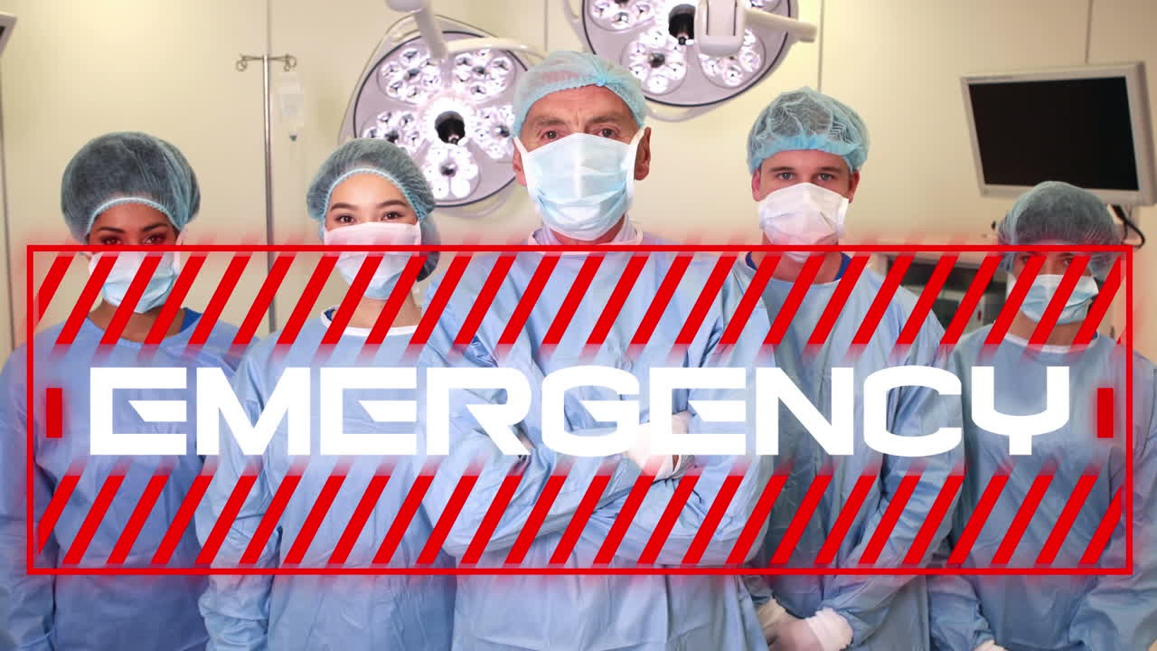animación de la palabra trabajador de atención médica de emergencia en el fondo durante la pandemia de coronavirus