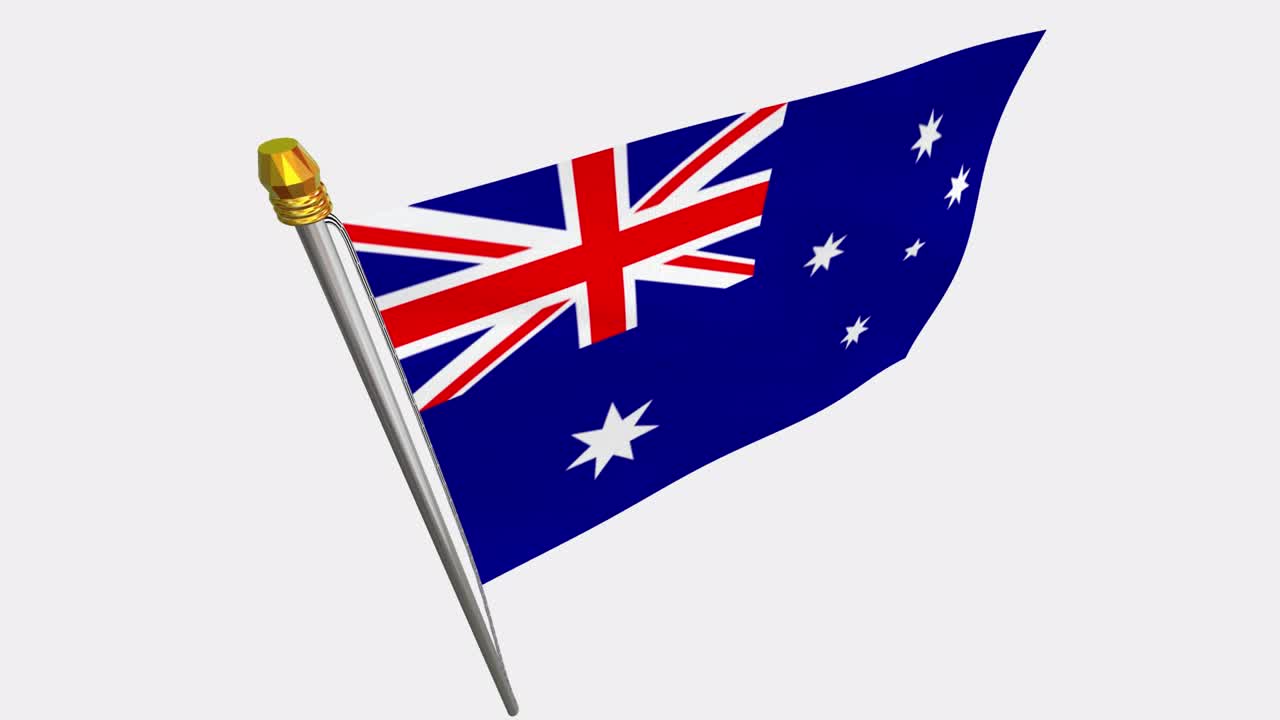 바람에 날아다니는 오스트레일리아 발의 루프 비디오, 4k의 느린 동작 비디오, 알파 채널