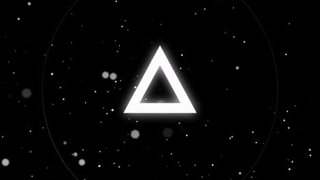 glowing triangle and circular shapes with particles, abstract space animation