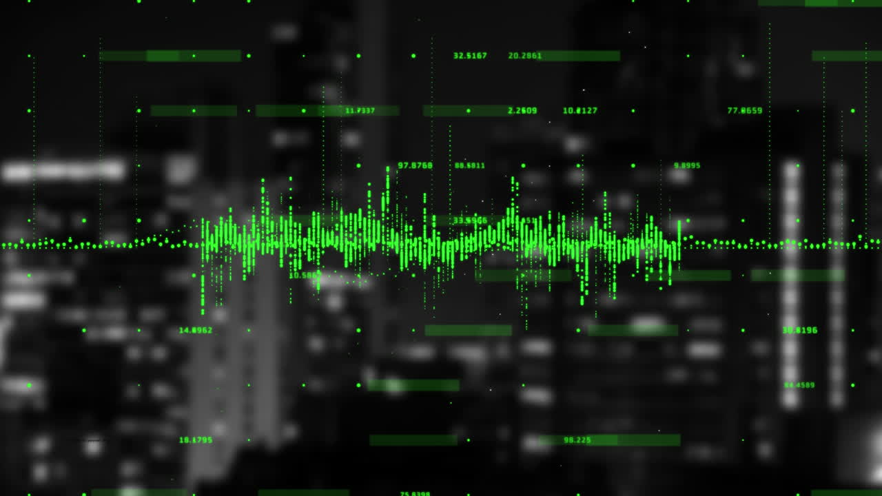 Financial data processing against cityscape