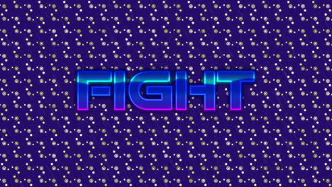 animación de un banner de texto de lucha sobre un diseño de patrón de forma abstracta contra un fondo azul.