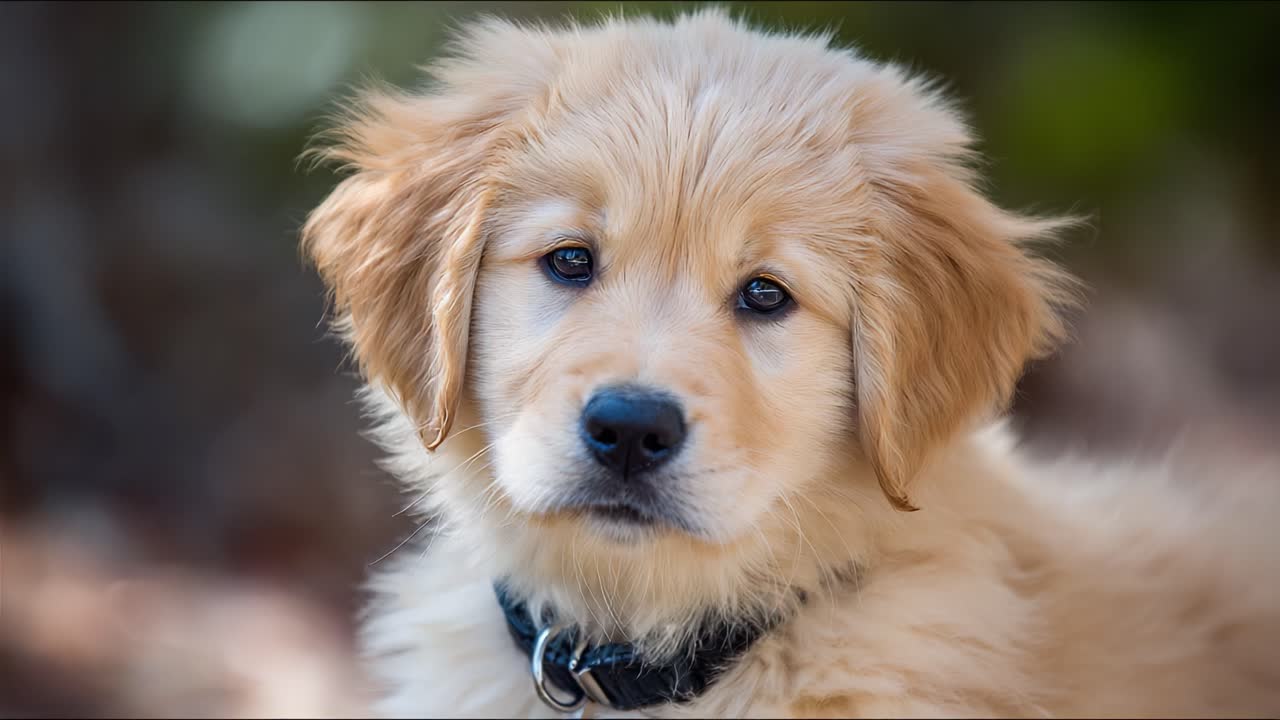 Adorable Golden Retriever Puppy: Captivating Close-Up Frames Highlighting the Innocent Expressions and Playful Nature of a Young Canine Companion