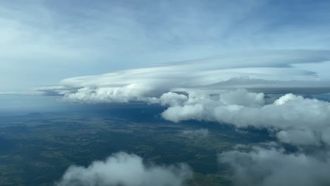 Aerial-view-from-a-cockpit-during-the-arrival-to-Palma-de-Mallorca,-Spain,-in-a-winter-cloudy-day