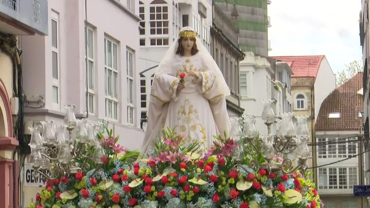 Religious Procession of a Saint in a Portuguese City