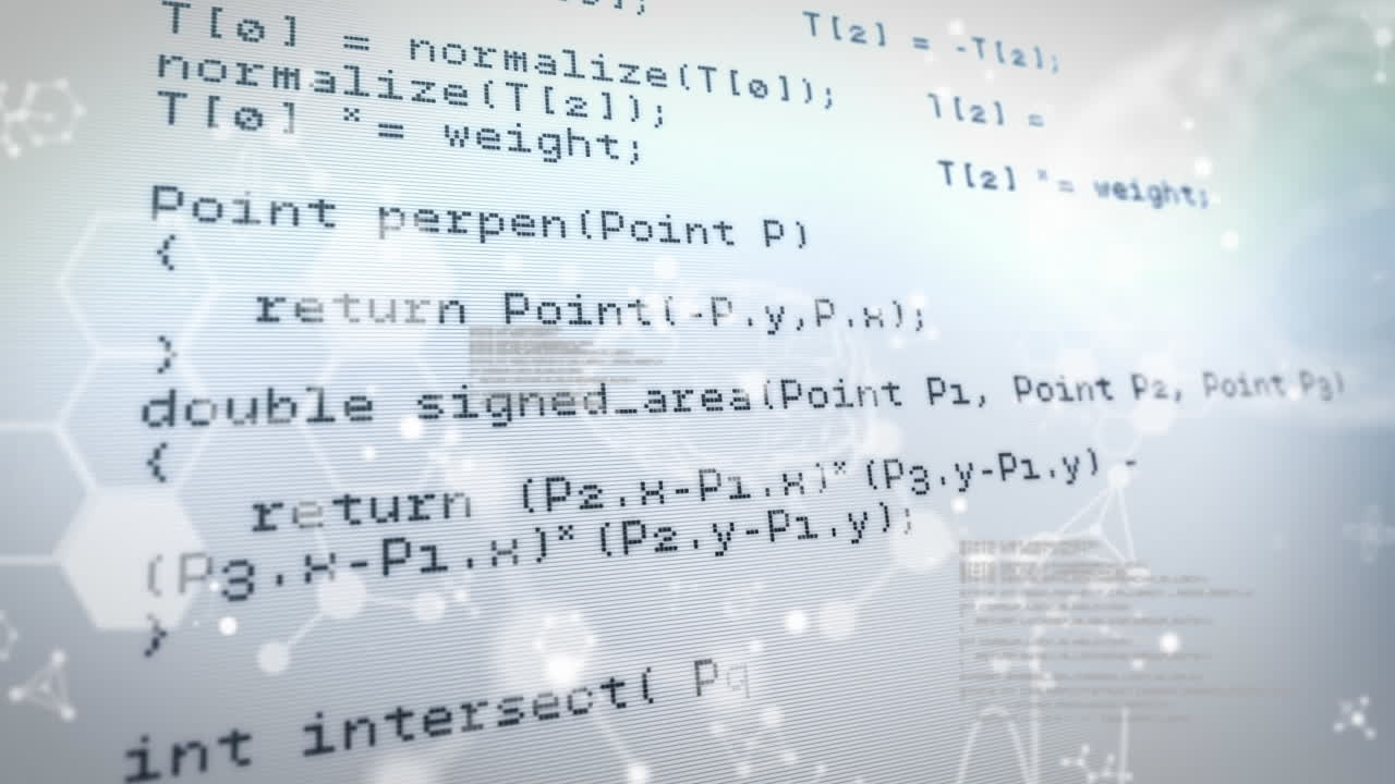 Animation of scientific data processing on light background