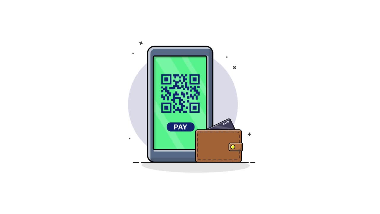 Animated Smartphone with QR Code and Digital Payment Wallet