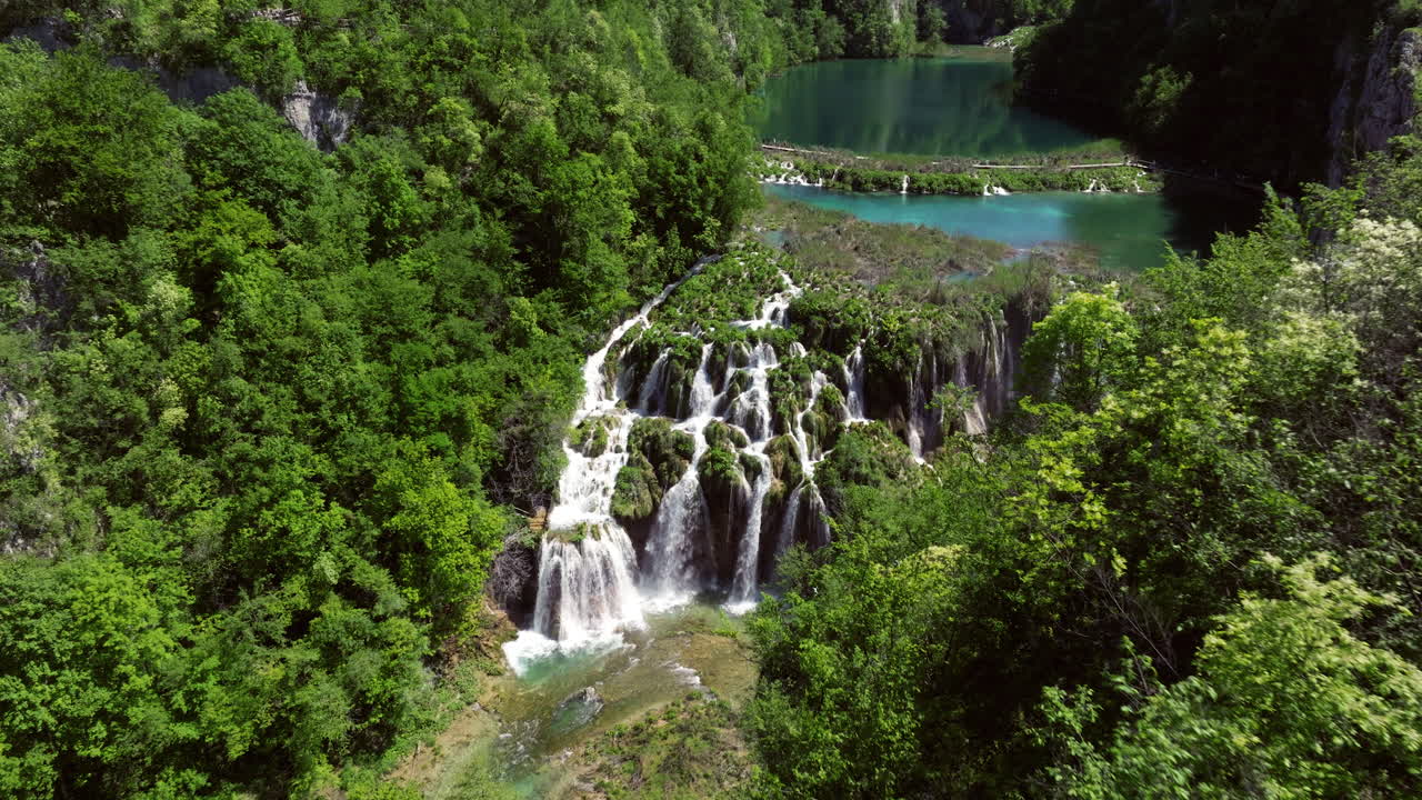 Aerial View Of Lower Lakes Canyon At Plitvice Lakes National Park In Croatia.
