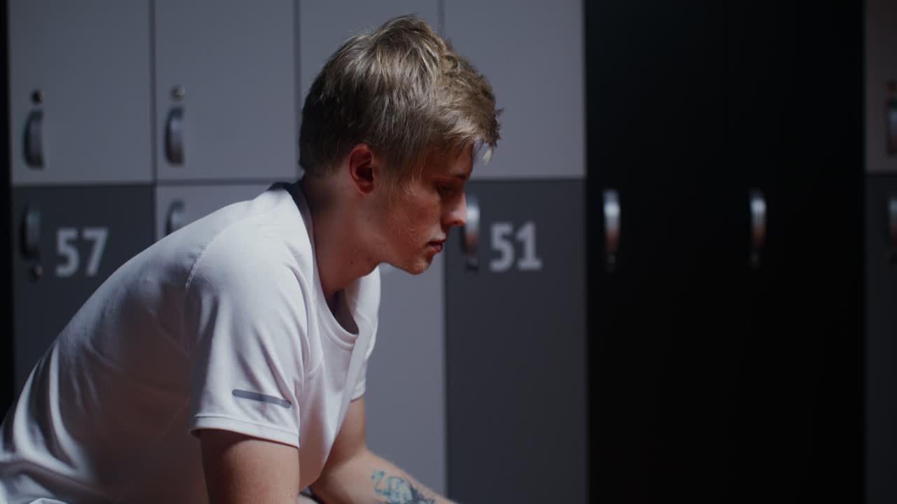 옷차림실에서 테니스 선수