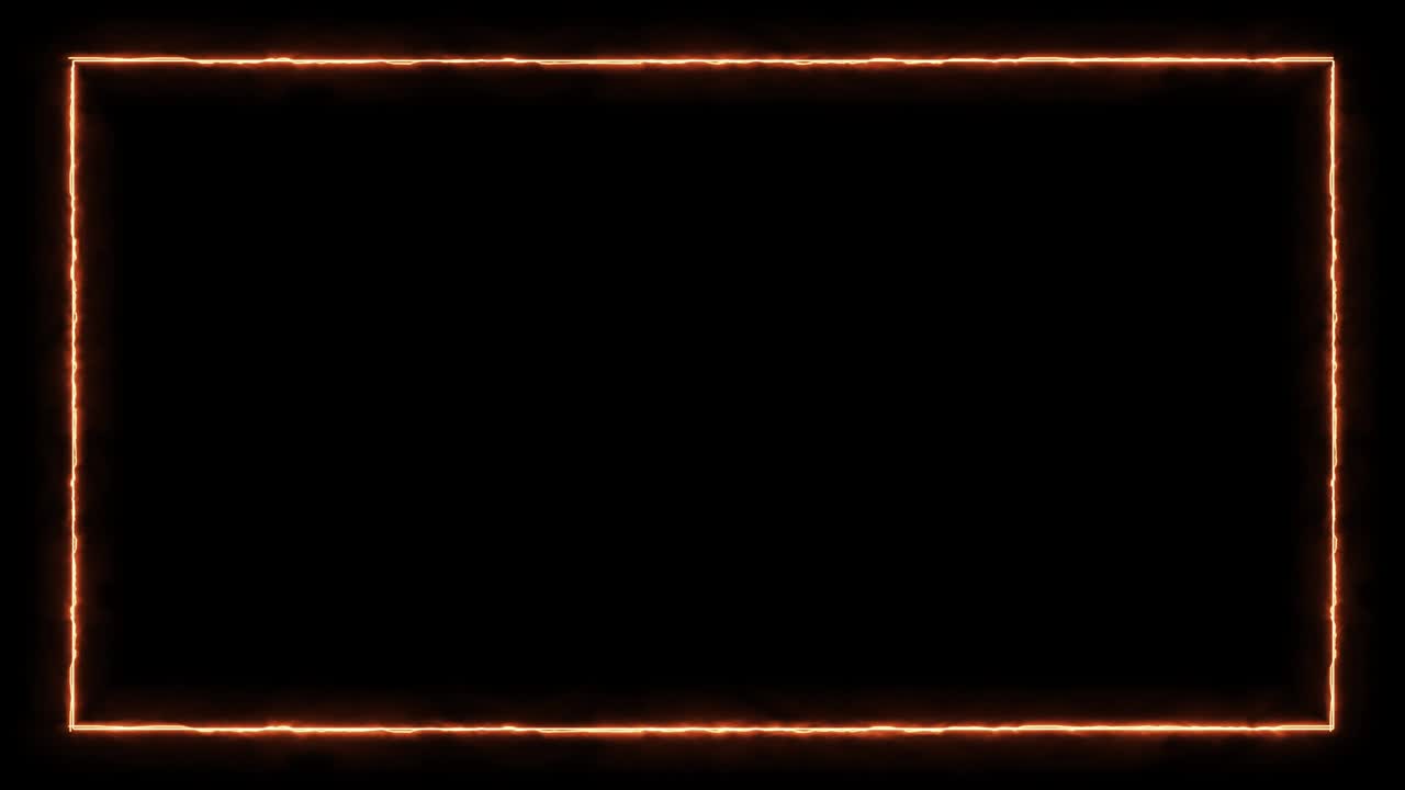 검은색 바탕에 전기 오렌지 프레임 4k 추상 네온 빛 색이 움직이는 완벽한 아트 루프, 루프 라인 다채로운 디자인, 루프 애니메이션