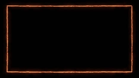 electric orange frame on black background. 4k abstract neon glow color moving seamless art loop. loop lines colorful design, looped animation.