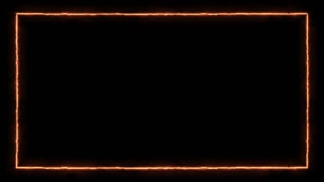marco naranja eléctrico en fondo negro. 4k color de brillo de neón abstracto que se mueve en un bucle de arte sin costuras. líneas de bucle diseño colorido, animación en bucle.