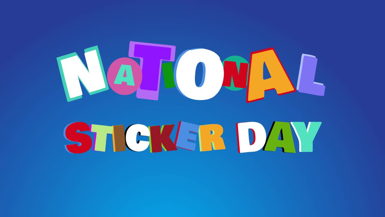 파란색 배경에 있는 국가 스티커 날 텍스트의 애니메이션