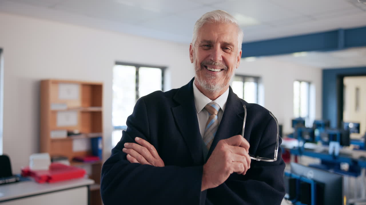 Portrait of a confident businessman in a classroom