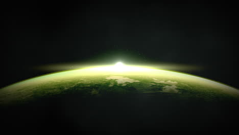 planeta verde brillante con la fecha del 12 de abril de 1961