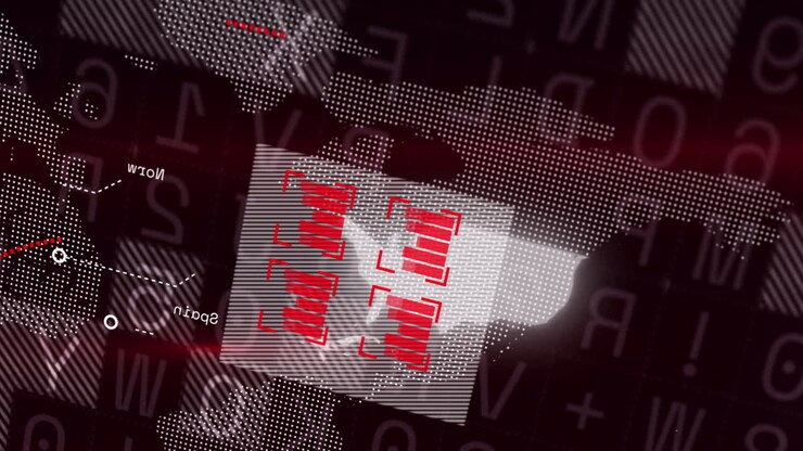 Animation of financial graph over data processing on dark background