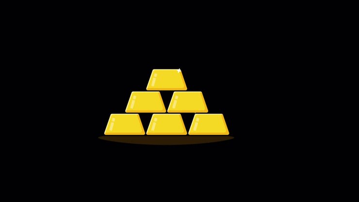 Animated Gold Bars Stacking on Black Background