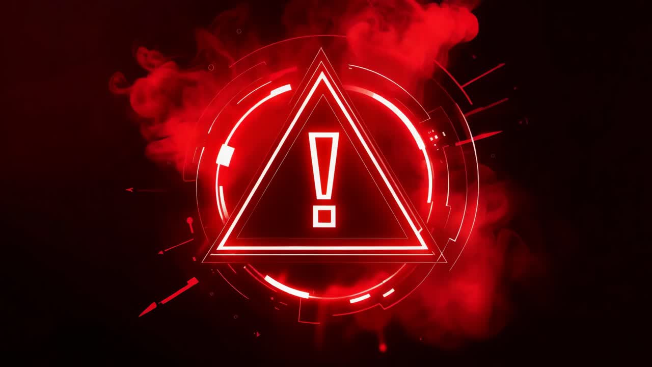 señal de advertencia roja con efecto de neón brillante