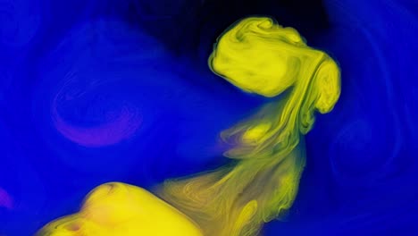 abstract fluid art: blue and yellow colors