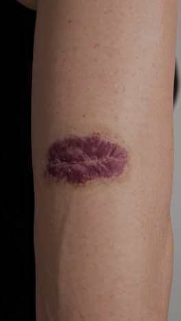 purple scar/bruise on arm