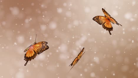 mariposas bailando en medio de partículas de luz brillantes