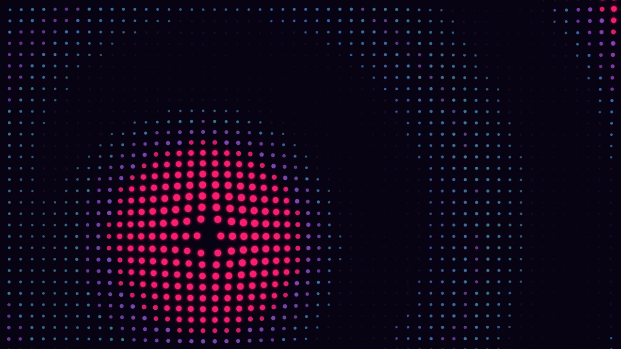 Grafica animata astratta con punti pulsanti rosa e blu