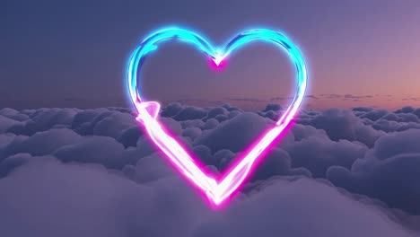 neon heart in the clouds