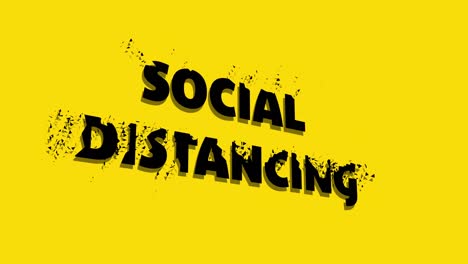 Social-distancing-text-dissolving-against-yellow-background