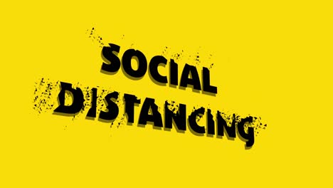 social distancing text dissolving against yellow background