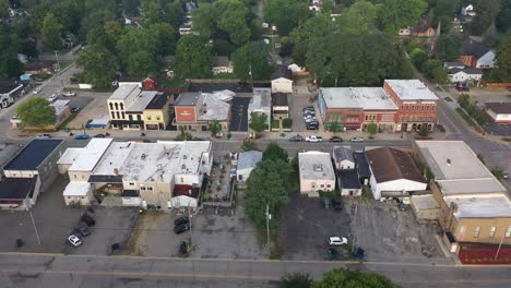 4k aerial leslie michigan down to the main street