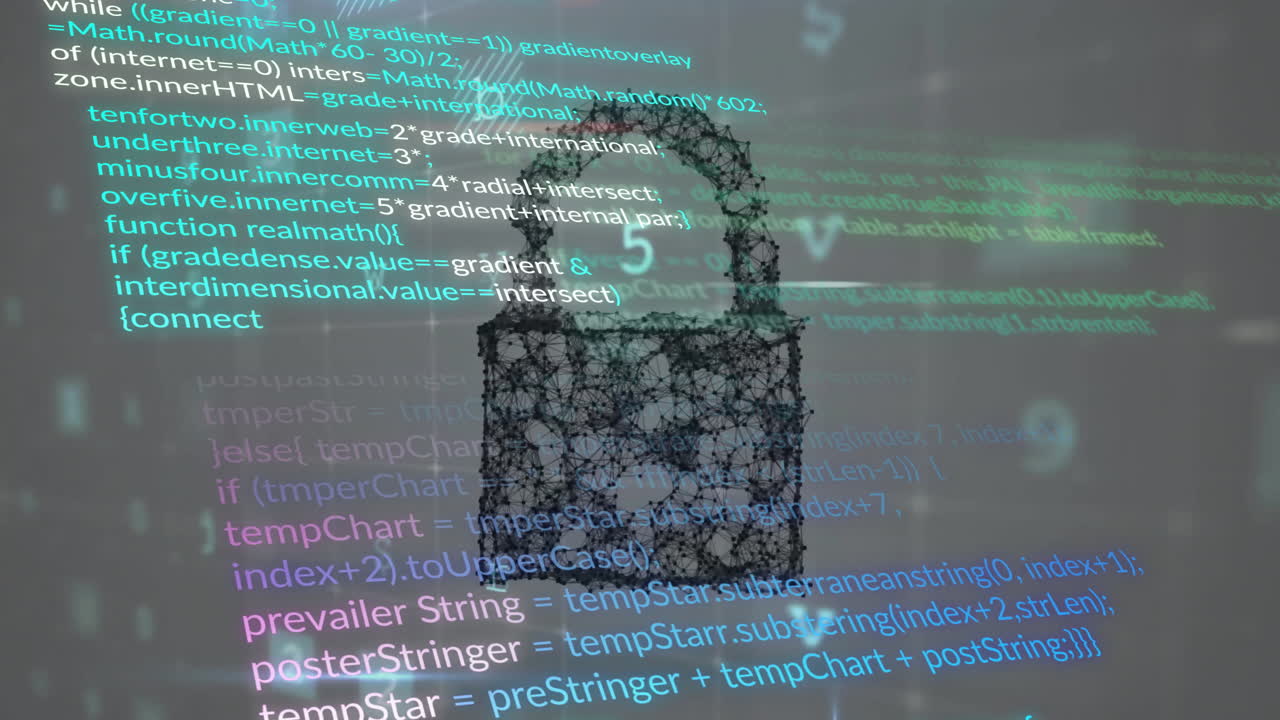 animación del icono del candado y procesamiento de datos en fondo gris