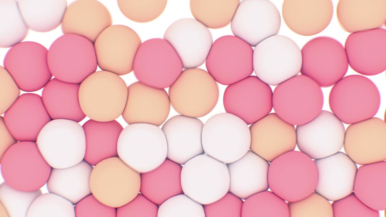 hermosas bolas suaves de colores caen y llenan la pantalla. juguetes divertidos para niños fondo abstracto colores delicados. pantalla verde animación 3d