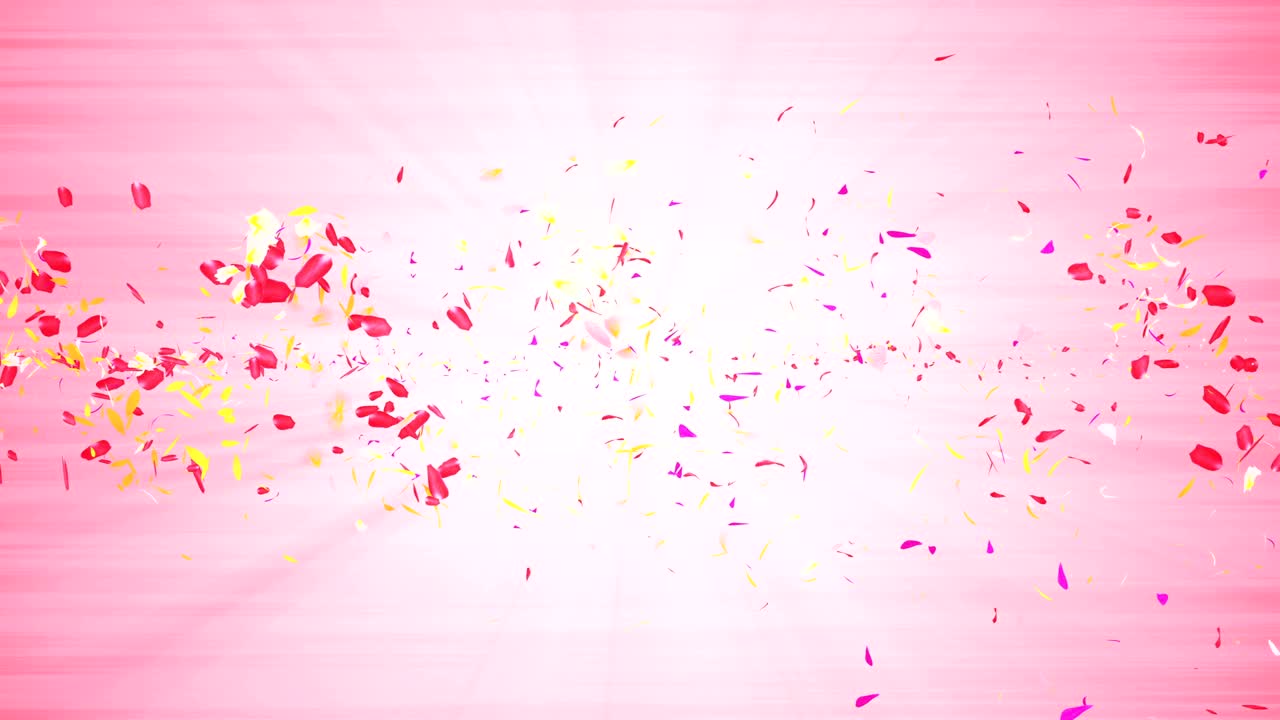 화려한 잎자루, 나선형 반이는 꽃잎, 꽃 모양, 예쁜 춤추는 꽃잎, 회전하는 꽃잎에서 소용돌이, 추상적인 루프 애니메이션.