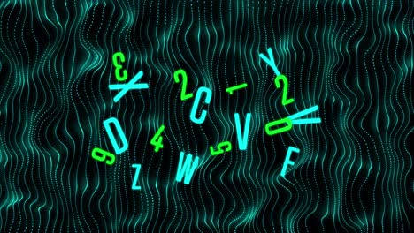 Animation of letters and numbers changing over shapes