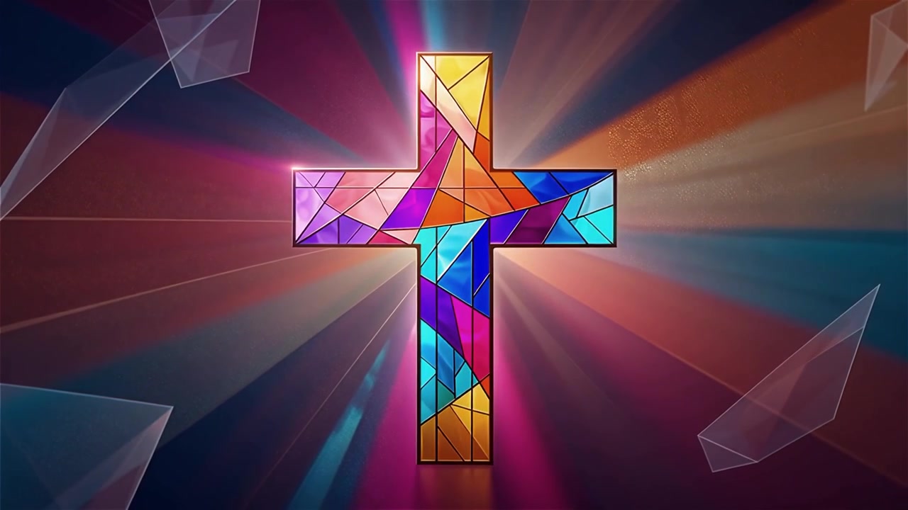 Cruz Cristiana con Luz Celestial, Fondo para Adoración.