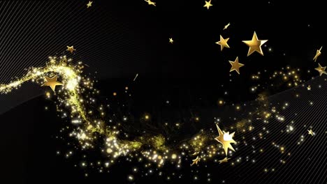 animación del rastro de luz y las estrellas sobre fondo negro