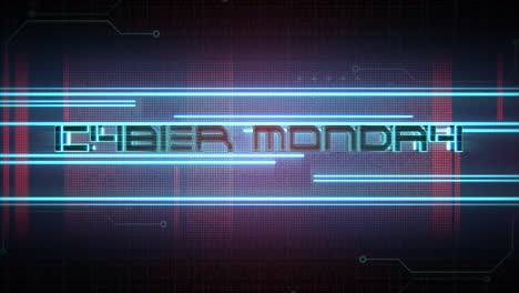 Cyber-Monday-on-computer-screen-with-lines-and-neon-light