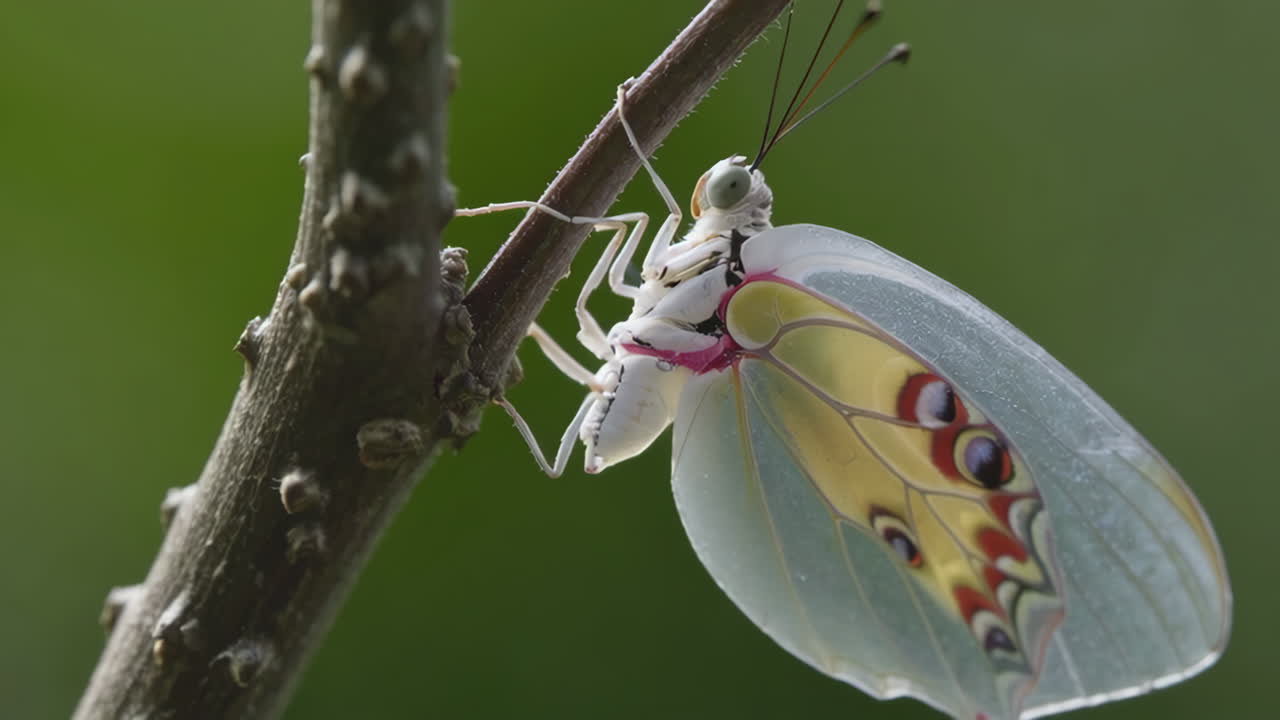 Beautiful White Butterfly on a Branch