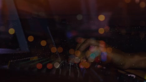 animation of light spots over caucasian male dj