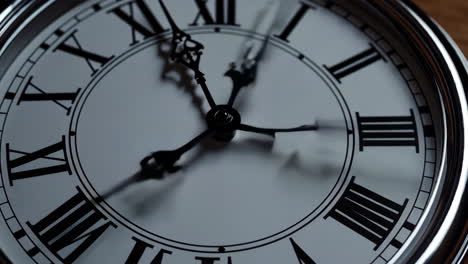 close-up of a vintage roman numeral clock