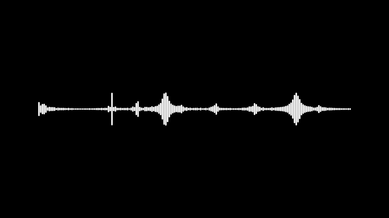 Dynamic White Audio Waveform Visualization on Black Background