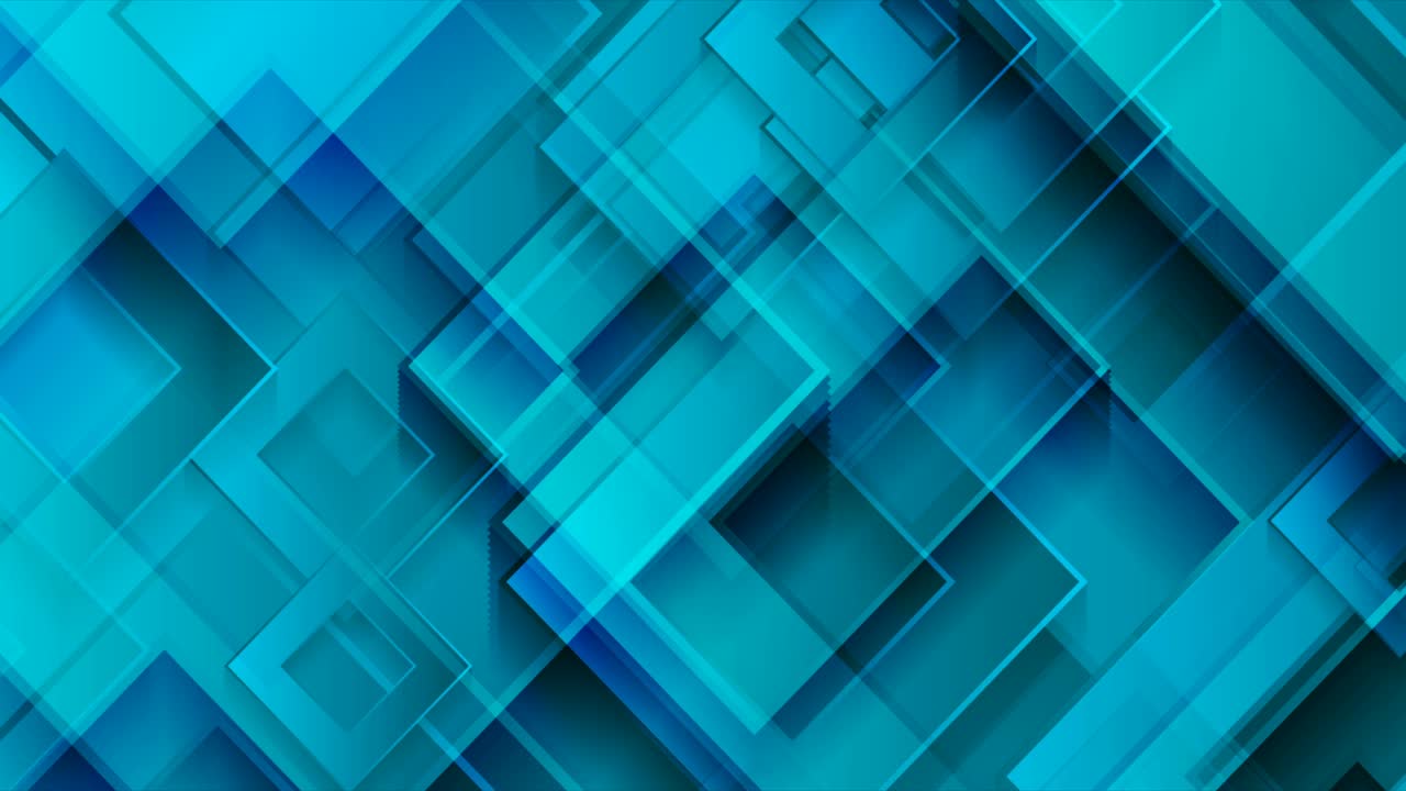 Bright blue glossy squares abstract technology motion background