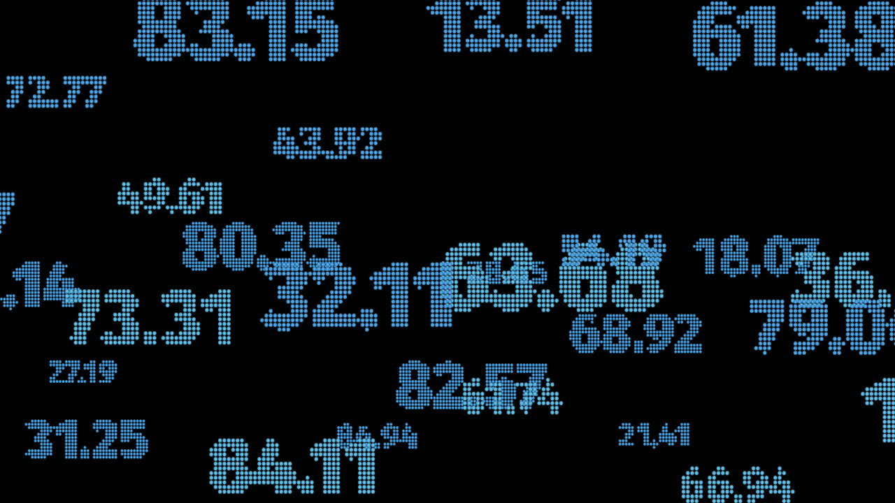 animación del procesamiento de datos financieros sobre un fondo negro