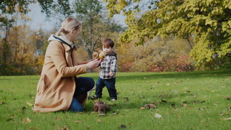 Eine-Mutter-Mit-Einem-Asiatischen-Baby-Spielt-Im-Park