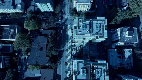 4k60-Vancouver-downtown-dolly-roll-birds-top-view-post-modern-architectural-beauty-bus-approaching-center-view-new-buildings-next-to-old-building-post-World-War-2