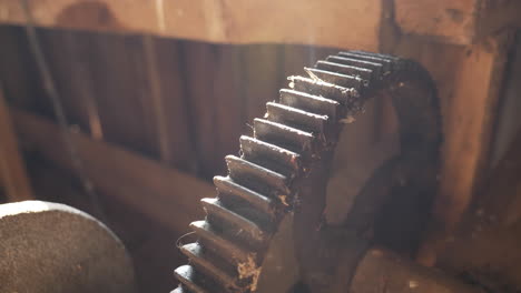 old rusty gear wheel cog wheel, close up, dolly