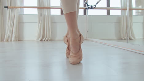 Young Ballerina Doing Passe Releve in a Dance Studio