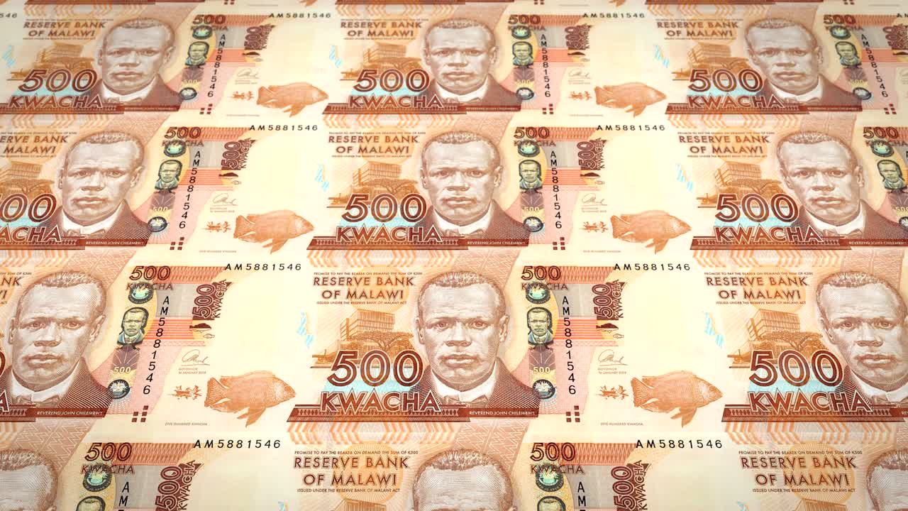 말라위의 500 카 (malawian kwacha) 의 지폐, 롤링, 현금, 루프