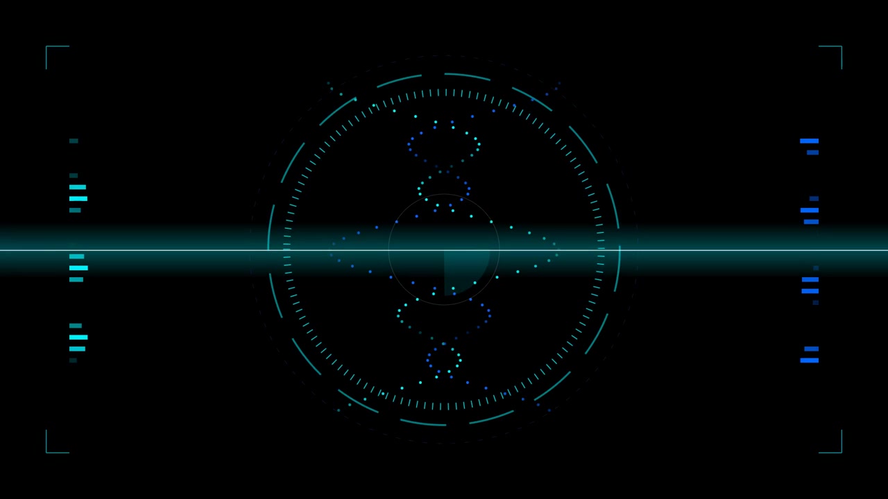 Futuristic Digital Radar Interface Scanning on Dark Background