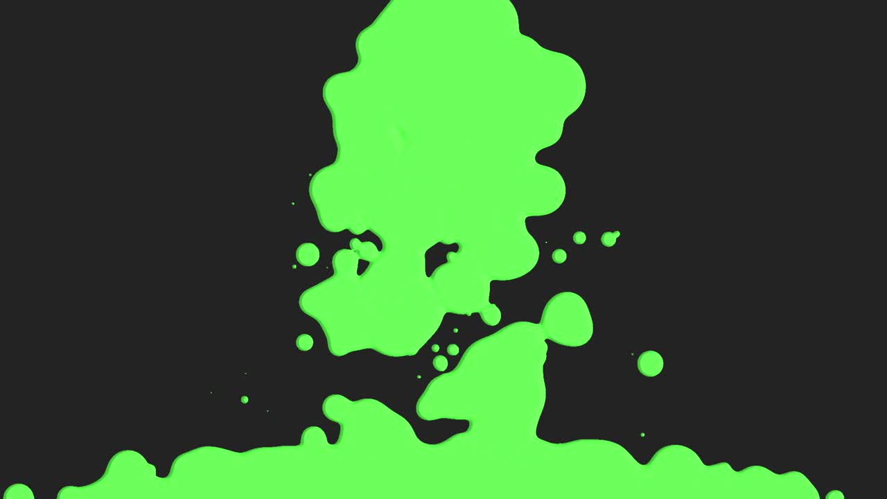 Liquido verde astratto e macchie di schizzi.